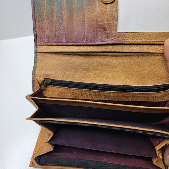 New anuschka handpainted leather hibiscus flower wallet - Picture 7 of 8